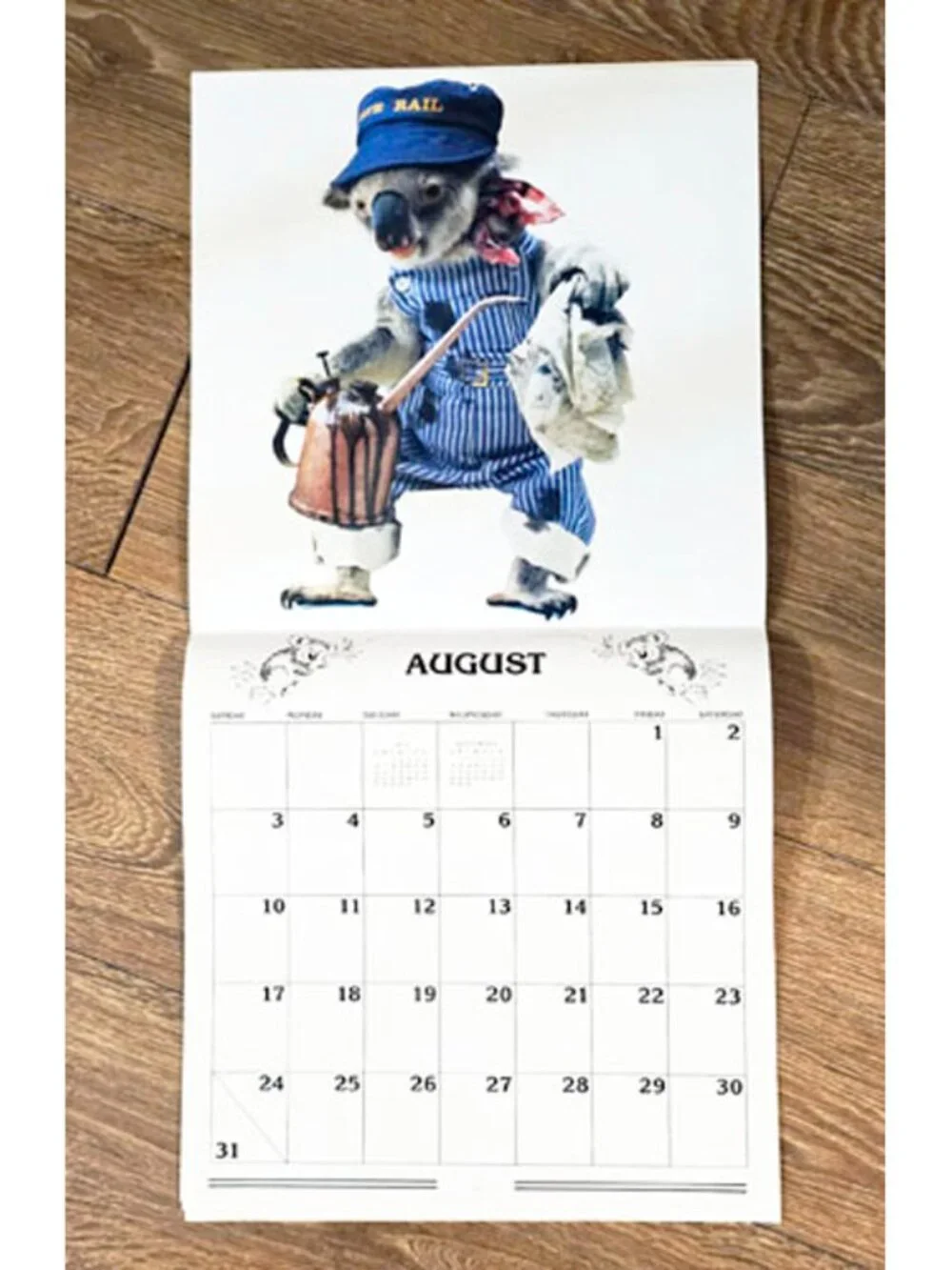 Qantas Sydney the Koala Calendar 1986 Vintage 80s Australia Airline Art Cute!